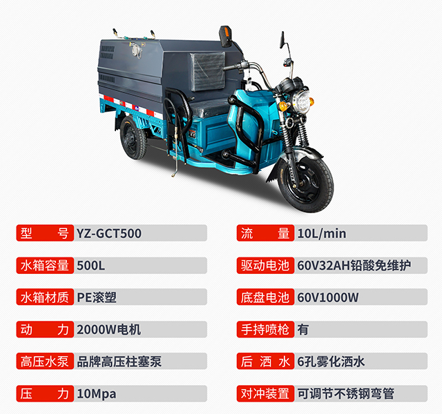 YZ-GCT500三輪高壓沖洗車